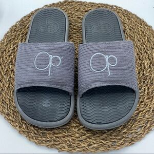 OP | Ocean Pacific Gray Fabric Slides; Size 9